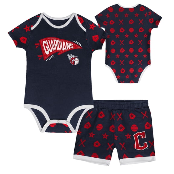 Infant Navy Cleveland Guardians On Deck 2-Piece Diaper Cover Set
