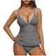 thumbnail image 2 of Traje de baño de bikini de verano para mujer, de color liso, con cojín en el pecho y sin soporte de acero, sin espalda, con tirantes, de nailon., 2 of 6