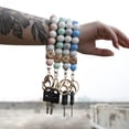 thumbnail image 4 of FENGGHAO MAMA Beaded Wrist Keychain Silicone Bead Bracelet Strap Handsfree Key Ring with Tassel Gold Metal Clasp Mothers Day Gift for Mom Black, 4 of 7