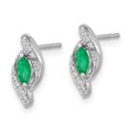 thumbnail image 2 of Auriga Fine Jewelry 14K White Gold 1/15Ct Diamond and Emerald Stud Earrings for Women (L- 0.52 inch, W- 0.2 inch), 2 of 5