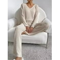 thumbnail image 4 of Womens Two Piece Lounge Sets Long Sleeve Knit Pullover Tops Wide Leg Pants Fall Pajamas Sets, 4 of 5