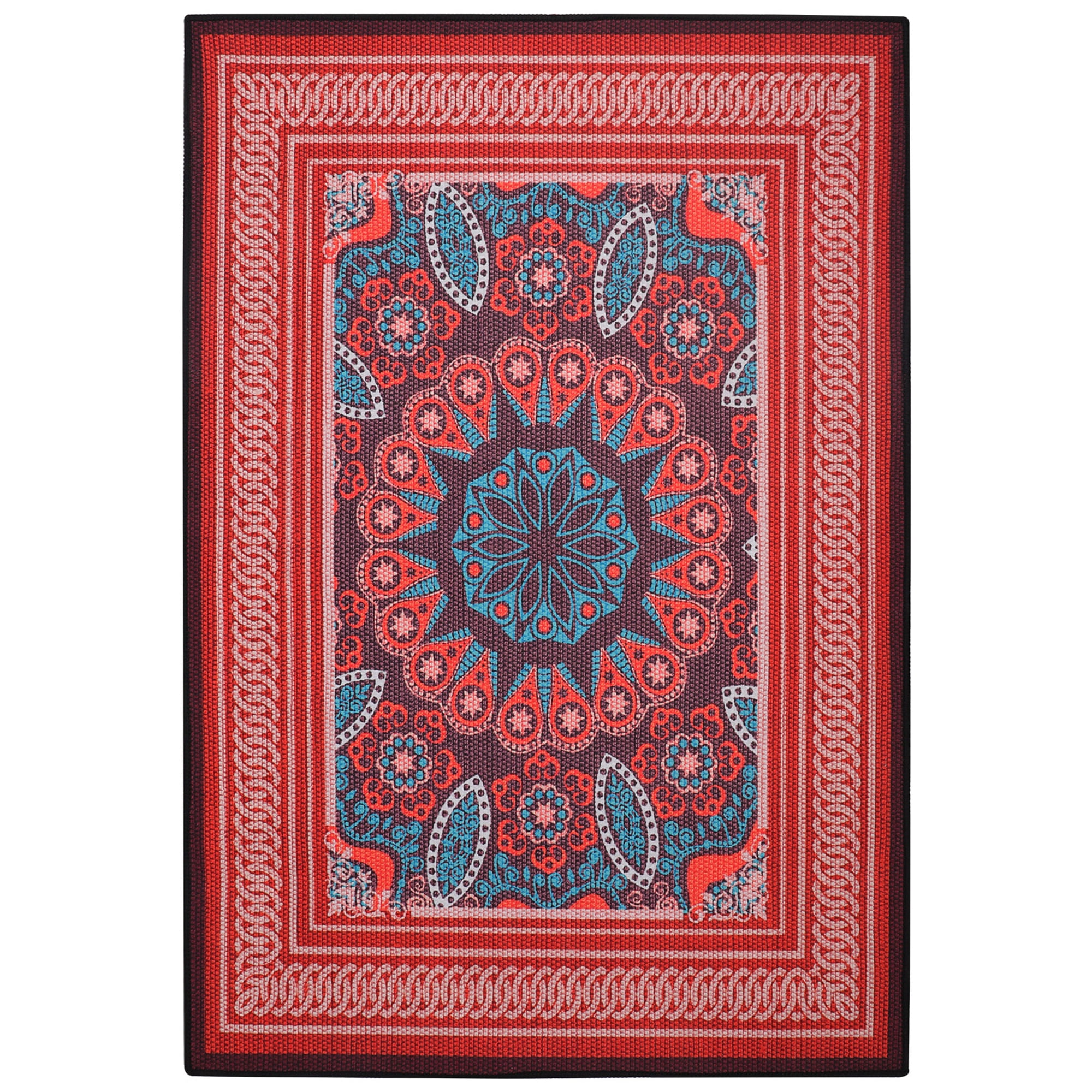 Anminy Traditional Area Rugs 2 x 3 ft Bohemian Carpet Rugs NonSkid Low Profile Pile Rubber