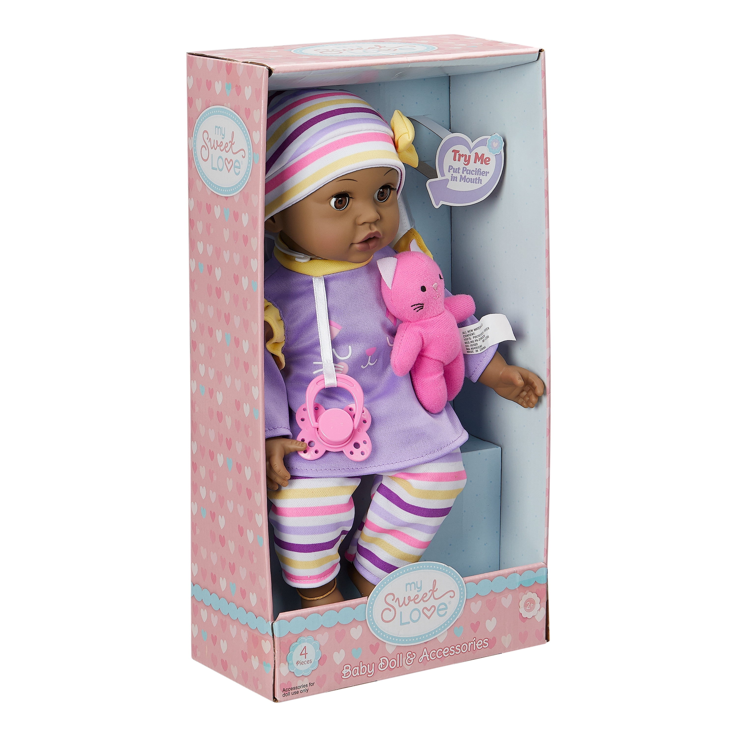My Sweet Love Baby Maggie 14\" Doll, African American, 4 Pieces