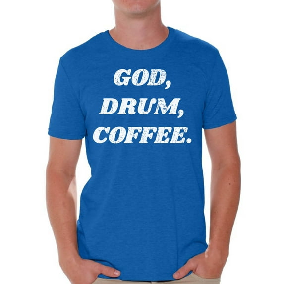 Awkward Styles God Drum Coffee T Shirt for Men Christian Mens Shirts Christian Clothes for Men Religious Shirt Christian Birthday Gifts Jesus Shirts Coffee Clothing God Drum Coffee Mens Shirt