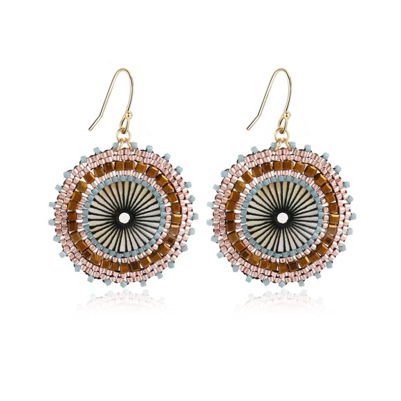Aros Joya Love Marrones Hechos a Mano con Cuentas de 3 cm