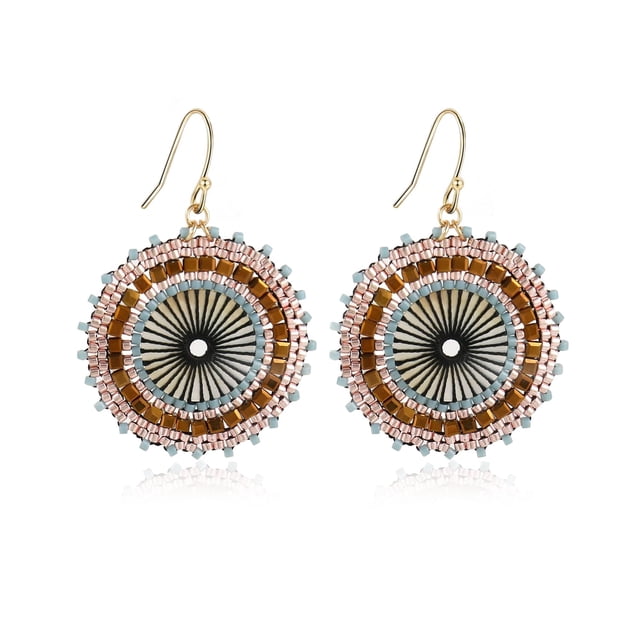 Aros Joya Love Marrones Hechos a Mano con Cuentas de 3 cm