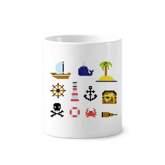 Summer Sail Treasue Hunt Pixel Toothbrush Pen Holder Mug Cerac Stand Pencil Cup