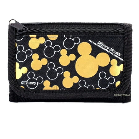 Disney Mickey Mouse Black Gold Trifold Wallet