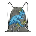 thumbnail image 1 of Gaeub Fun Riding Dinosaur Drawstring Backpack Bag Sport Gym Sackpack Heavy Duty String Backpack for Men Women-Small, 1 of 6