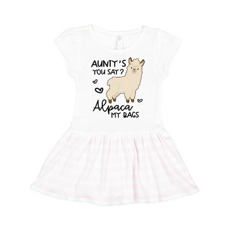 

Inktastic Aunty s You Say Alpaca My Bags Gift Toddler Girl Dress