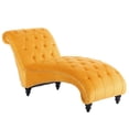 thumbnail image 3 of Classic Velvet Button Tufted Chaise Lounge, Armless Recliner Chair Sofa with Nailhead Trim Solid Wood Legs for Living Room Bedroom Office, 3 of 14