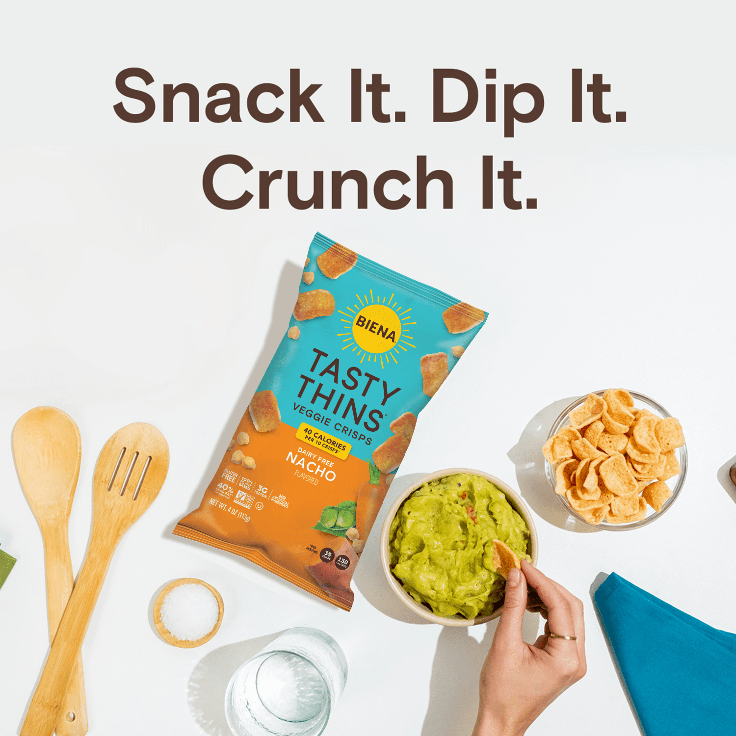 (2 pack) Biena Tasty Thins Nacho Flavored Veggie Crisps, 4 oz