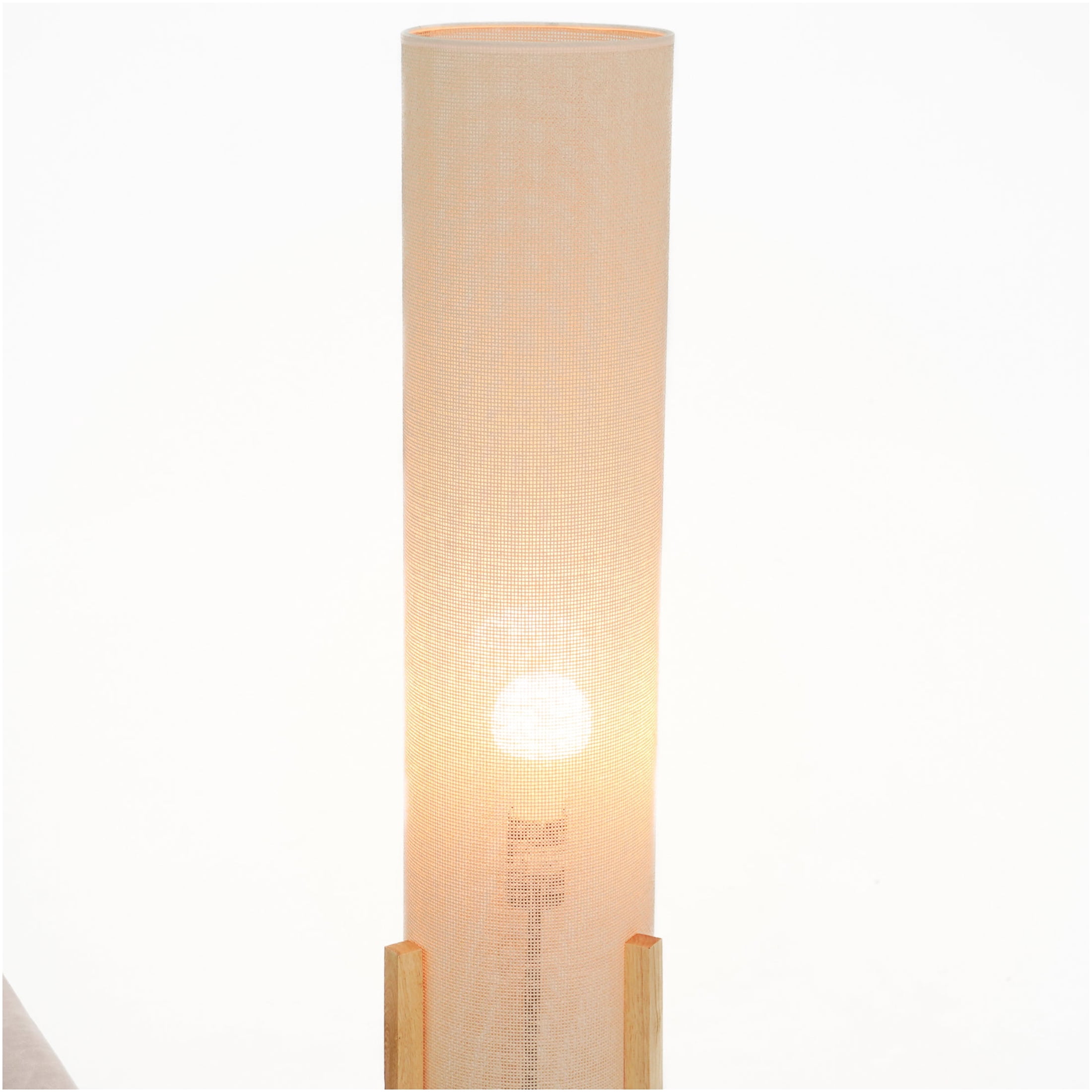 JERFIT Modern Floor Lamp for Living Room, Tall Standing Light with Drum Shade, Oak Wood Accent, Foot Switch, 110V-120V Plug-in for Bedroom, Office, Reading Nook