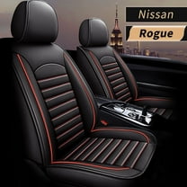 AOMSAZTO Fit Nissan Rogue 2008-2021 Black & Red Car seat Cover 5-seat Faux Leather Full Set Compatible Airbag