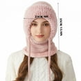 thumbnail image 2 of Women's Upgraded 3-in-1 Knitting Hat Scarf Mask - Fleece Lined Winter Knit Balaclava, Windproof Warm Thickened One-Piece Hat, Cold Weather Accessory for Outdoor Daily Wear, 9*13.8in, Pink, 2 of 7