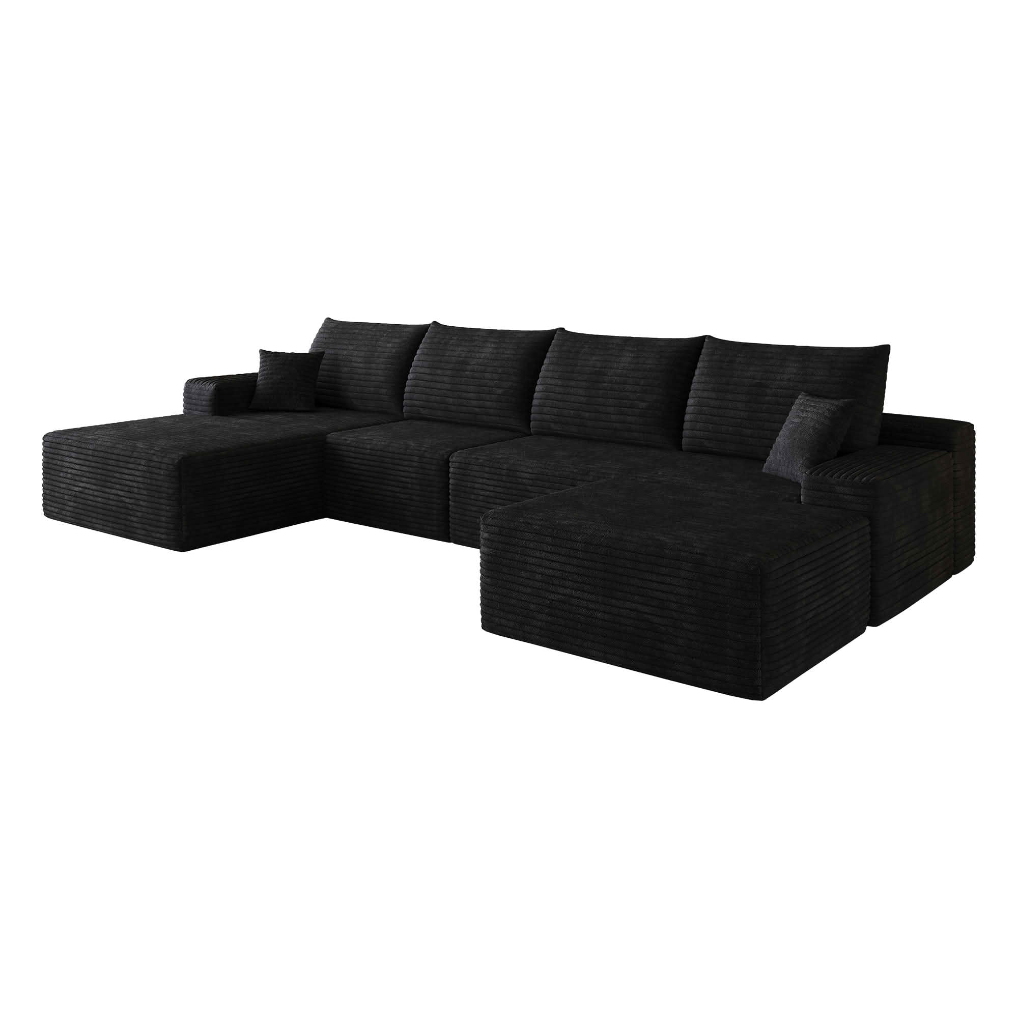 MAYEERTY 135 Inch L‑Shape Cloud Sectional Couch with Chaise, Modern Modular Deep‑Seat Sofa, Plush Corduroy Upholstered Couch, No Assembly Required for Living Room Bedroom Apartment