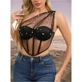 thumbnail image 5 of Surakey Corset Tops for Women Lace Bustier Corset Off Shoulder Overbust Push up Lingerie Shapewear Underwear, 5 of 10