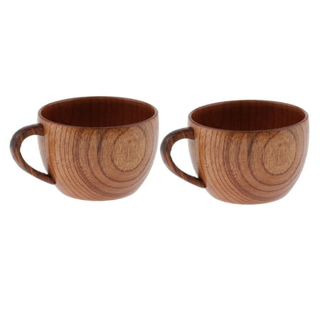 

2 X Natural Solid Wooden Tea Cups Tumbler Coffee Milk Kitchen Vintage Tea Service Wood Cup Insulated 150ml (9.2 X 6.5cm)