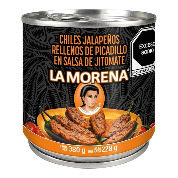 Chiles jalapeños La Morena rellenos de picadillo en salsa de jitomate 380 g