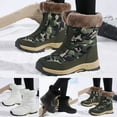 thumbnail image 2 of Camo Snow Boots for Women Front Zipper Winter Outdoor Hiking Shoes Plush Warm Mid Calf Booties Nonslip Trekking High Top Ankle Boots Black Size 6, 2 of 7