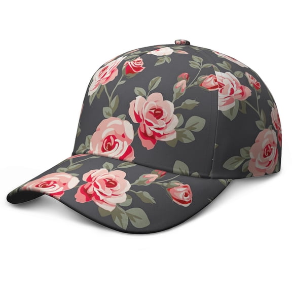 Watercolor Flower Pattern Baseball Cap – Floral Botanical Dad Hat with Romantic Bright Colorful Bloom Design, Wildflower and Bee Artwork, Adjustable Snapback