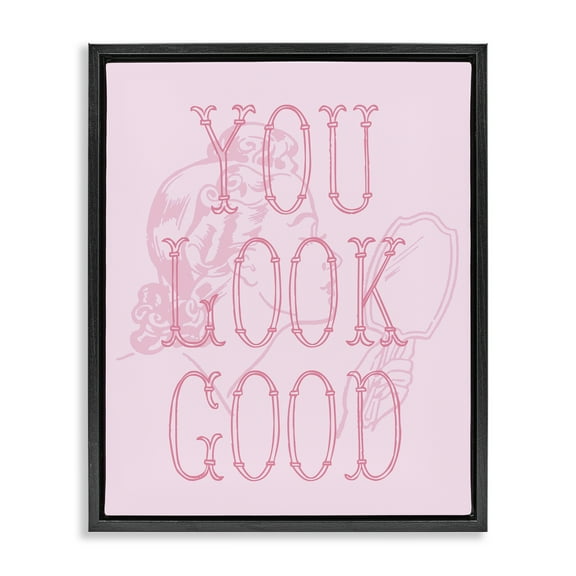Stupell Industries You Look Good Sentiment People Painting Black Floater Framed Canvas Art Print Wall Art, 17 x 21