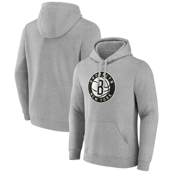 Men's Gray Brooklyn Nets Alternate Logo Pullover Hoodie