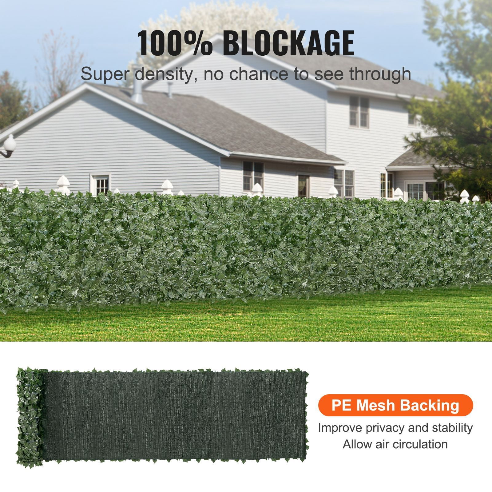 Artificial Ivy Privacy Fence 39" x 198", Fade-Resistant Silk Leaves, Dense Screening, UV Protected, Easy Installation for Garden Balcony Patio