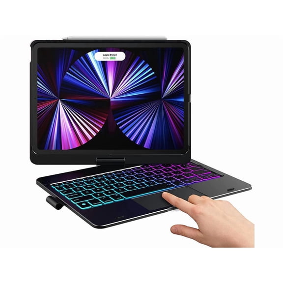 Touchpad Keyboard Case for iPad Air 5 10.9 inch 2022 / iPad Air 4 10.9 inch 2020 / iPad Pro 11 2021/2020/2018 with Multi-Touch Trackpad / Pencil Holder, 360° Rotatable,7 Color Backlit