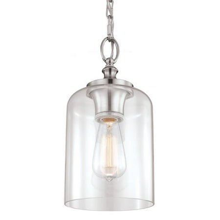 Feiss P1310bs Hounslow 1 Light 7 Inch Brushed Steel Pendant Ceiling Feiss P1310bs Hounslow 1 Light 7 Inch Brushed Steel Pendant Ceiling In Standard Clear Gl