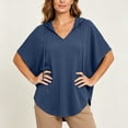 thumbnail image 5 of fatyb Womens Short Sleeve Hoodies V Neck Drawstring Pullover Tops Lightweight Summer Shirts with Hood, 5 of 7