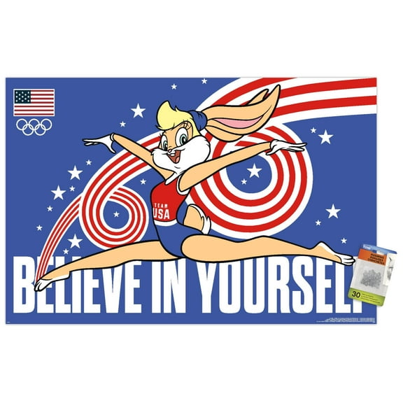 Looney Tunes x Team USA - Believe In Yourself Wall Poster with Pushpins, 22.375" x 34"