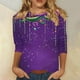 thumbnail image 1 of RKSTN Mardi Gras 3/4 Sleeve T Shirts for Women Top Oversized Crewneck Carnival Mask Print 3/4 Length Sleeve Shirt Womens Casual Round Neck Mask Tuesday Carnival Party Three Quarter Sleeve Tee Shirt, 1 of 5