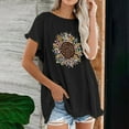 thumbnail image 2 of USSUMA Short Sleeve Women Tops Dressy Casual Loose Graphic Linen Cotton 2022 Trendy T-Shirt Shirts Leopard Sunflower Print Plus Size Tunics Top for Women Round Neck Summer Blouse, 2 of 5