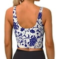 thumbnail image 3 of Fotbe Blue And White Porcelain Pattern Pattern Womens' Sports Bra Longline Wirefree Padded with Medium Support Sports Moisture-Wicking Workou Vest,Tank Top-X-Large, 3 of 9