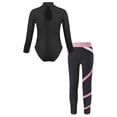 thumbnail image 2 of Haitryli Kids Girls Gymnastics Dance Outfits Mock Neck Long Sleeve Leotard with Yoga Leggings Set Pink 4XL, 2 of 7