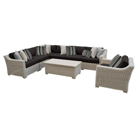 TK Classics Coast 8 Piece Wicker Patio Furniture Set with Club Chair