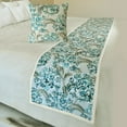 thumbnail image 3 of The HomeCentric King / Queen / Twin Blue Decorative Full 68"x18" Bed Runner WITH Two Pillow Cover, Cotton & Pearl Embroidery Bed Scarf on Cotton fabric - Blue Star Fauna, 3 of 5