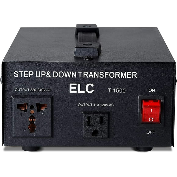 ELC T-1500 1500-Watt Voltage Converter Transformer - Step Up/Down - 110V/220V - Circuit Breaker Protection