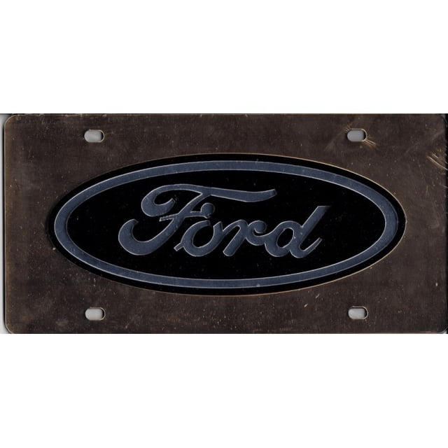 Logo Ford Noir sur Plaque d'Immatriculation Laser Or