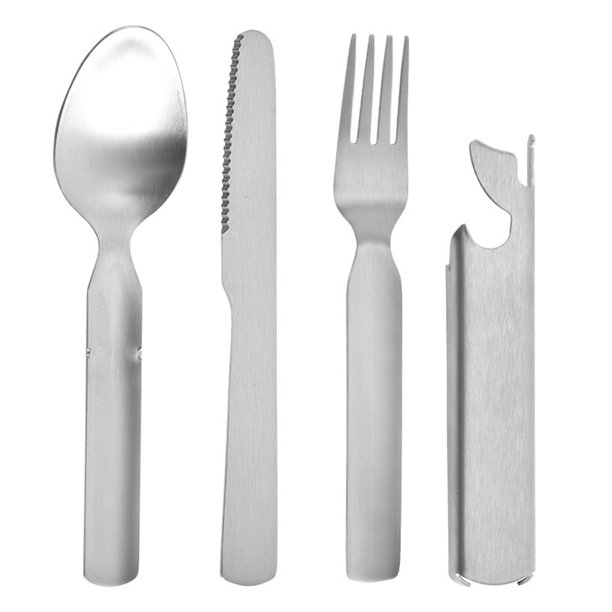 Juego de cubiertos de acero inoxidable 3 en 1 (cuchillo, tenedor y cuchara) plegables para estudiantes, ideales para dormitorios, oficinas y actividades al aire libre.
