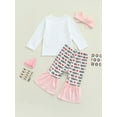 thumbnail image 4 of Kiapeise Newborn Baby Girls Valentine´s Day Outfits Crewneck Sweatshirt Tops Heart Flared Pants Headband Set 0-3Y, 4 of 9