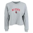 thumbnail image 2 of Women's Heather Gray NC State Wolfpack Oversized Cropped Retro Long Sleeve T-Shirt, 2 of 3