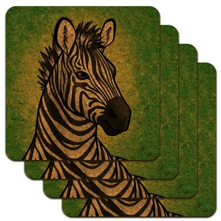 

Zebra Face Low Profile Novelty Cork Coaster Set