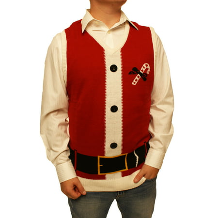 Ugly Christmas Sweater Men's Santa Claus Suit Vest V-Neck Xmas Sweatshirt