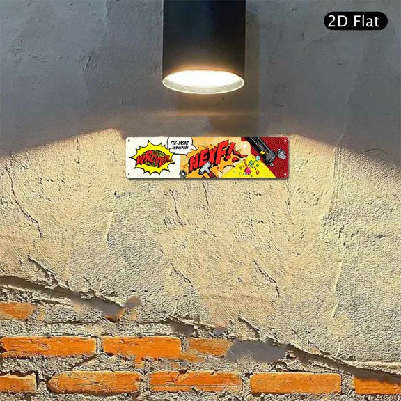 4x16 Inch Aluminum Wall Art, Comic Book Style Wroth Fix Mode Action Graphic Metal Sign 1pc for Workshop Garage or Creative Home Office Decor