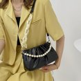 thumbnail image 4 of New fashion artificial leather cloud bag chain clutch bag underarm bag diagonal shoulder bag - black, 4 of 5