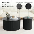 thumbnail image 6 of Wirrytor Round Coffee Table Sets 2 Pieces, Wood Fluted Coffee Table with Storage, for Living Room Bedroom, Apartment(Black), 6 of 8