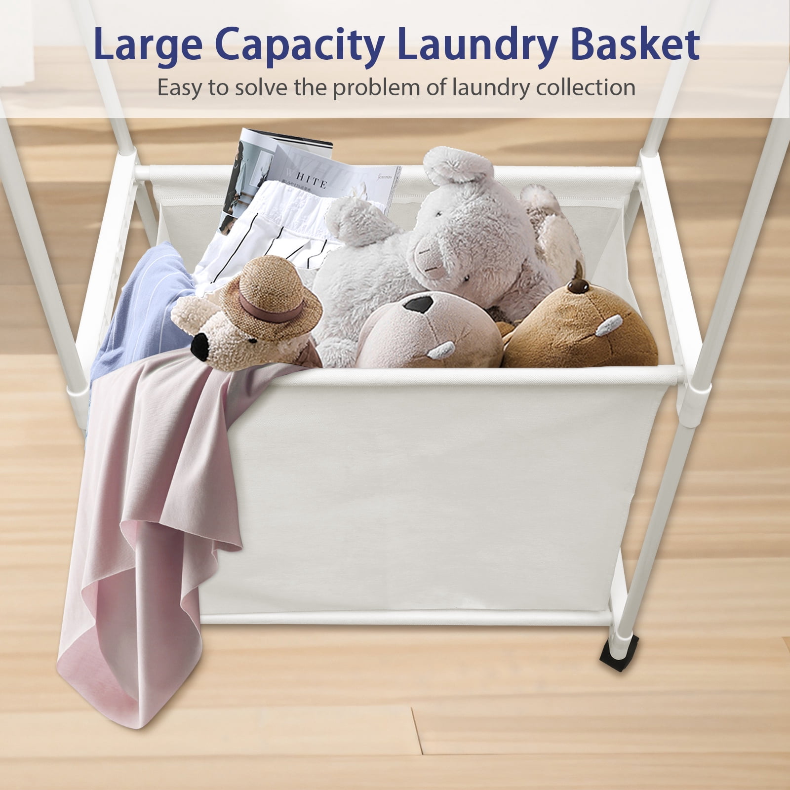 Clothes Rack, Triangle Garment Rack W/Large Storage Bag, Clothes Storage Organizer on Wheels, Portable Laundry Coat Rack, Closet Clothing Rack for Home Dorm, White