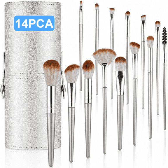 NIUTA® Makeup Brushes Set, 14 Pcs Professional Makeup Brush Set with Silver Storage Cup, Soft Bristles Make Up Brushes Kit for Foundation, Powder, Concealer, Eyeshadow, Blush & Eye Makeup